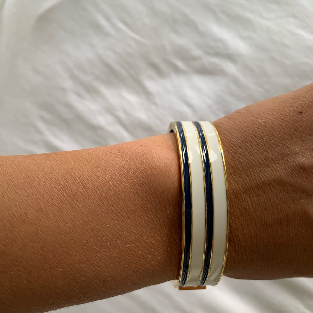 JCrew navy and white bangle bracelet